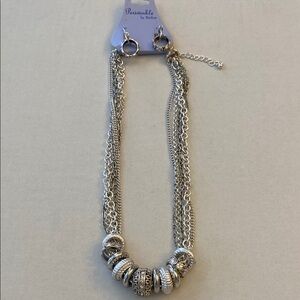 Periwinkle by Barlow Silver Tone Necklace with Earrings. NWT.